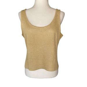 St. John Collection Vintage Metallic Gold Cropped Sweater Tank Top - S